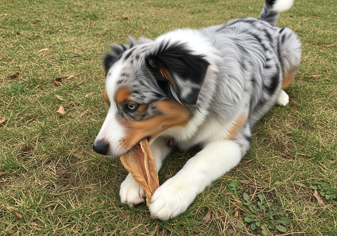 Volwassen hond met natuurlijke kauwsnack